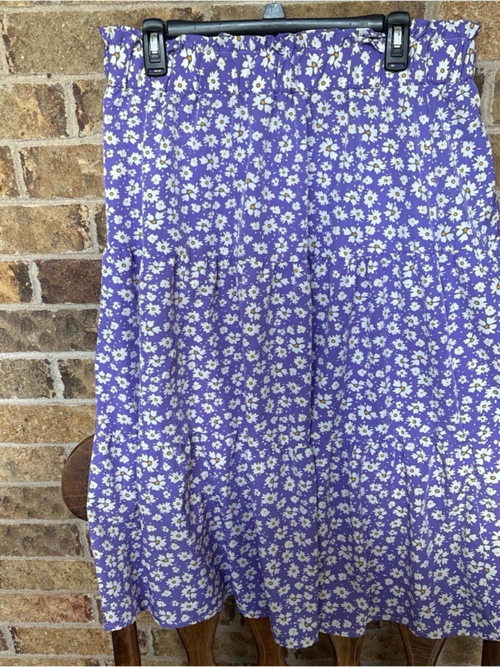 SHEIN Purple Daisy Tiered Midi Skirt